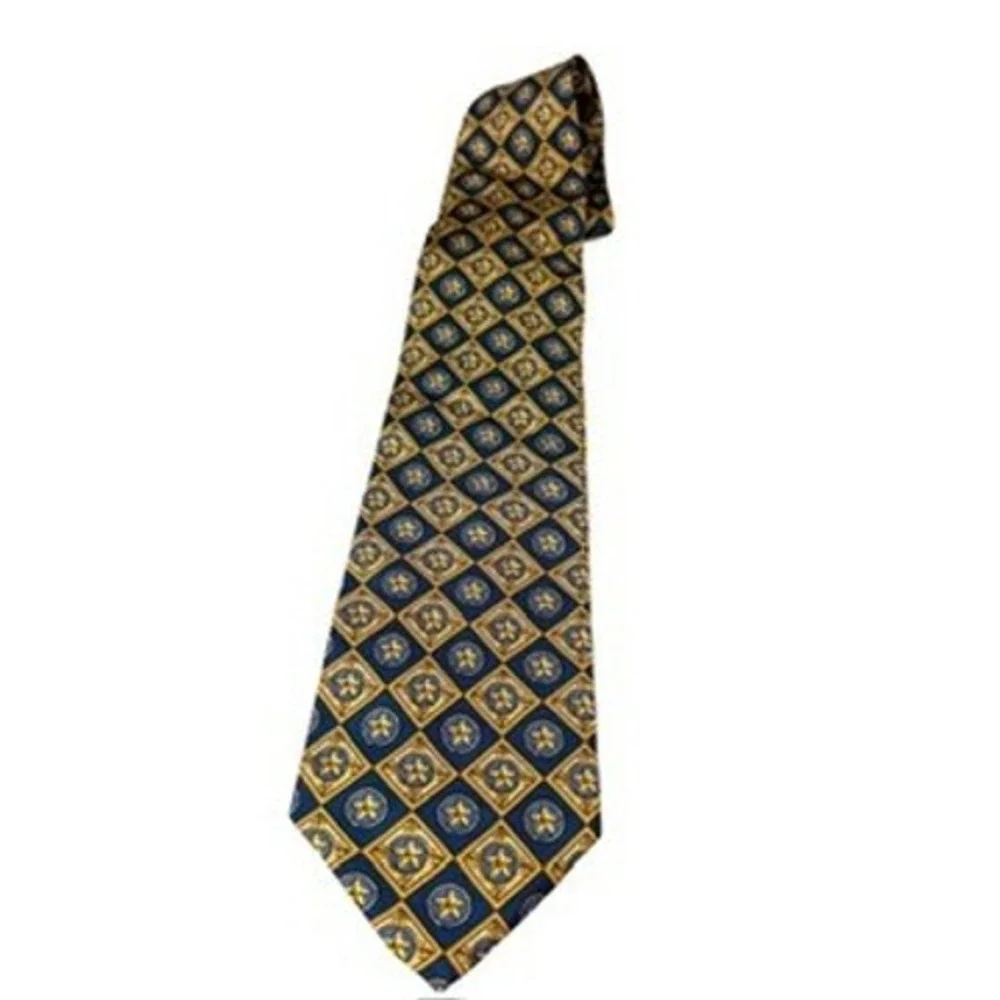 100% Silk Neiman Marcus United States‎ Senate Tie Navy Blue Gold Star Pattern